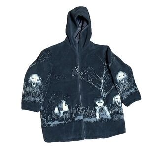 Vintage Willow Lane Fleece Dog Print Hoodie Jacket‎ Size 1X
